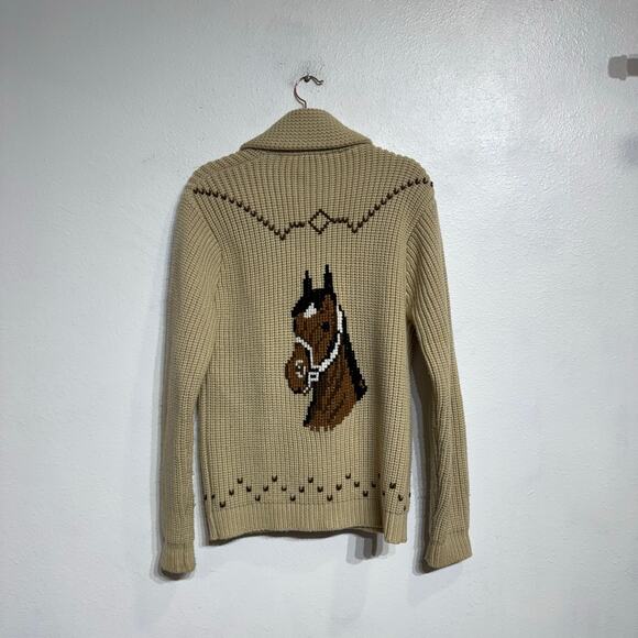 Miller Outerwear Tan Horse Vintage Cardigan Sz M - Picture 11 of 14